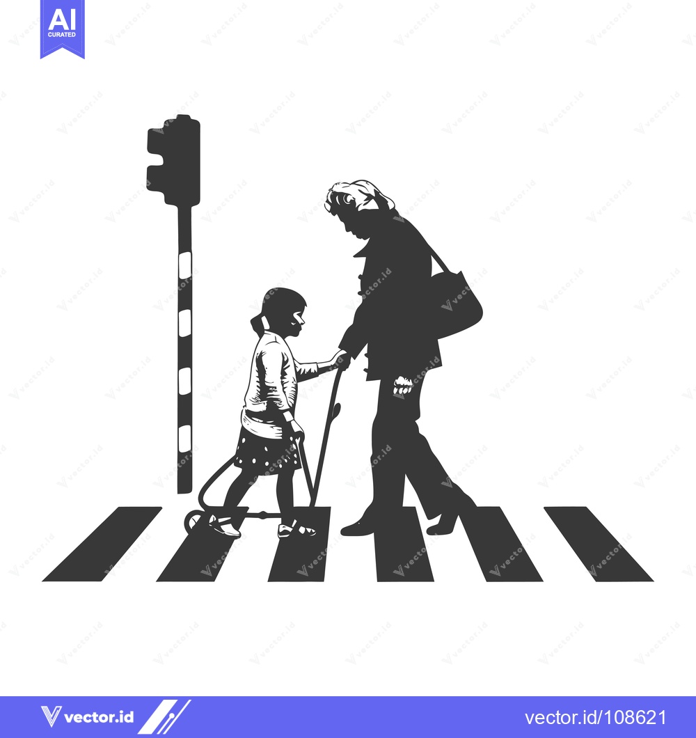 Premium Vector dari Woman helping child cross a crosswalk