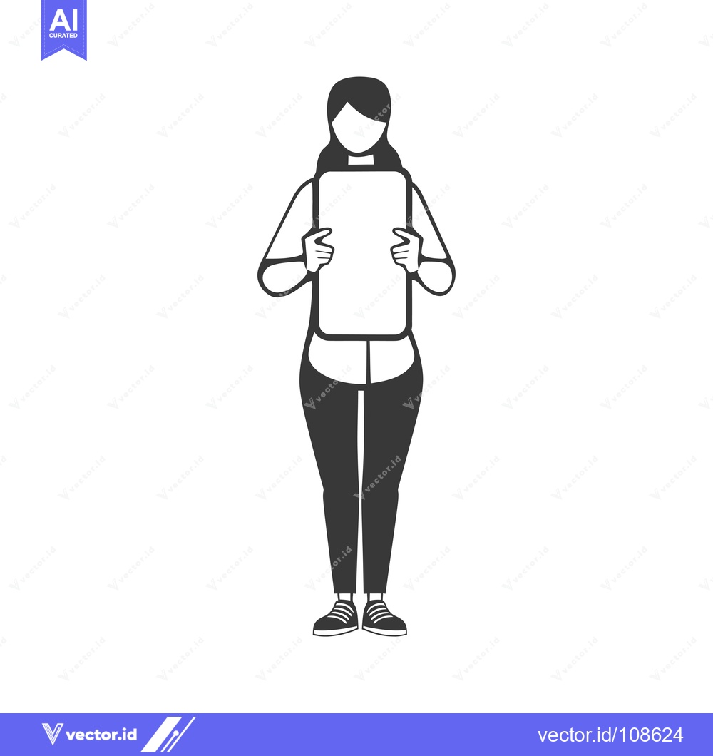 Premium Vector dari Woman Holding a Blank Sign in Front of Her