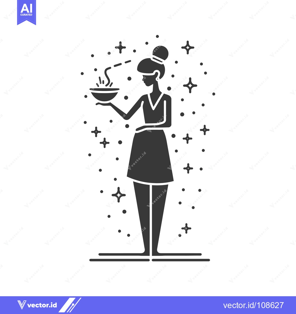 Premium Vector dari Woman holding a bowl of steaming liquid with stars around her