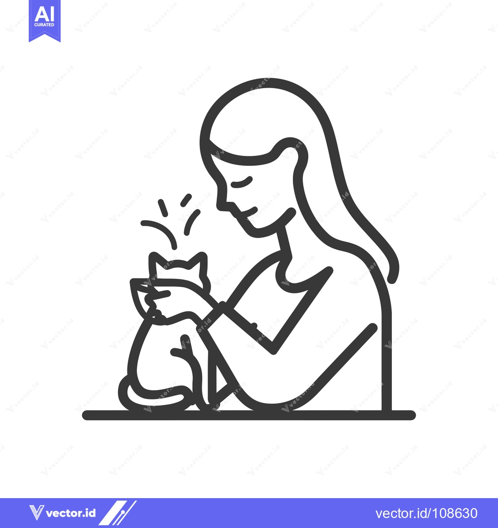 Premium Vector dari Woman Holding a Cat and Smiling