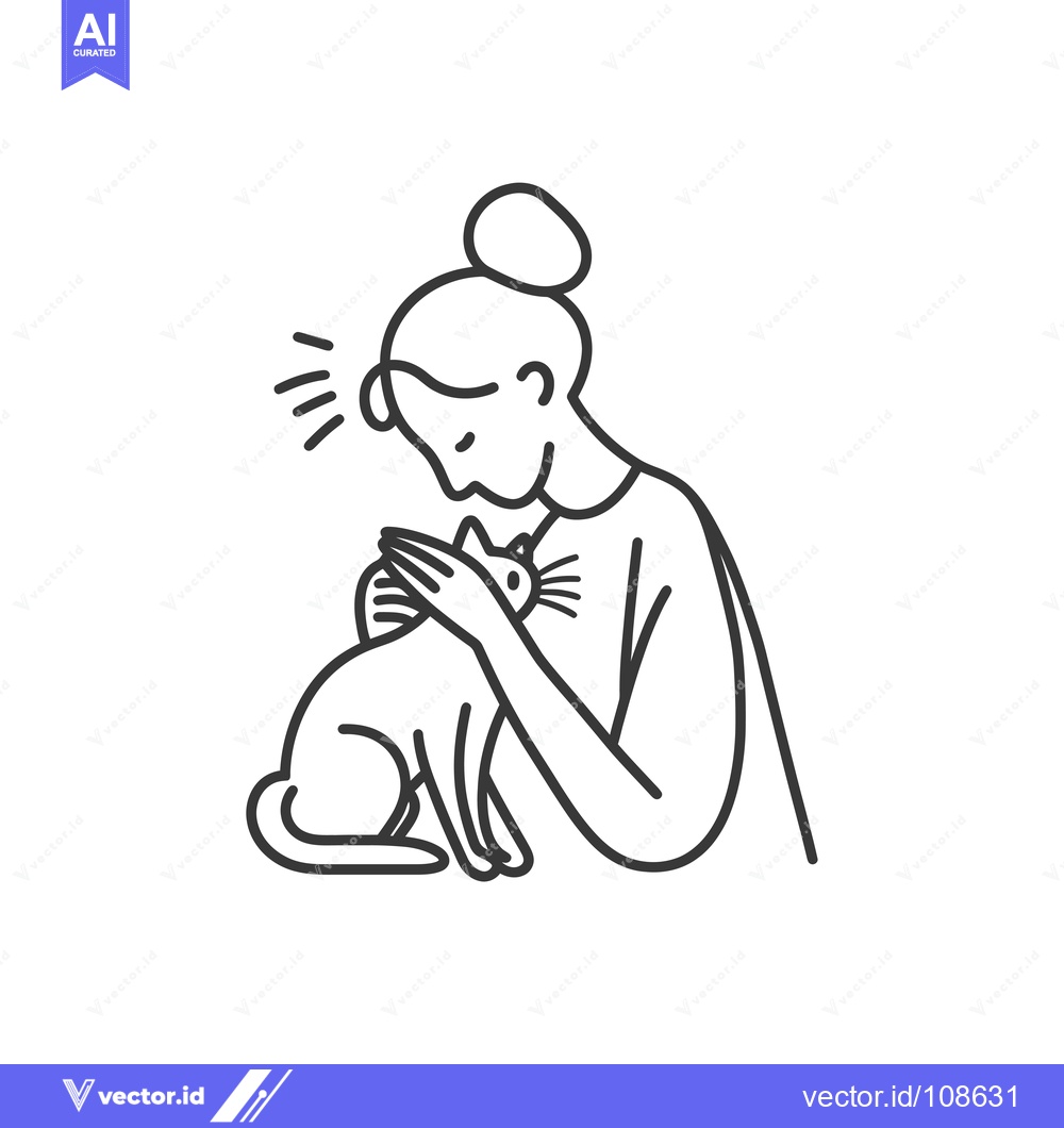 Premium Vector dari Woman Holding a Cat in Her Arms