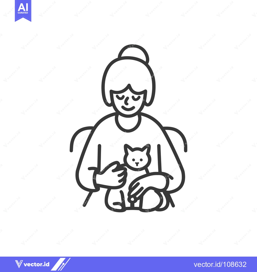 Premium Vector dari Woman Holding a Cat on Her Lap
