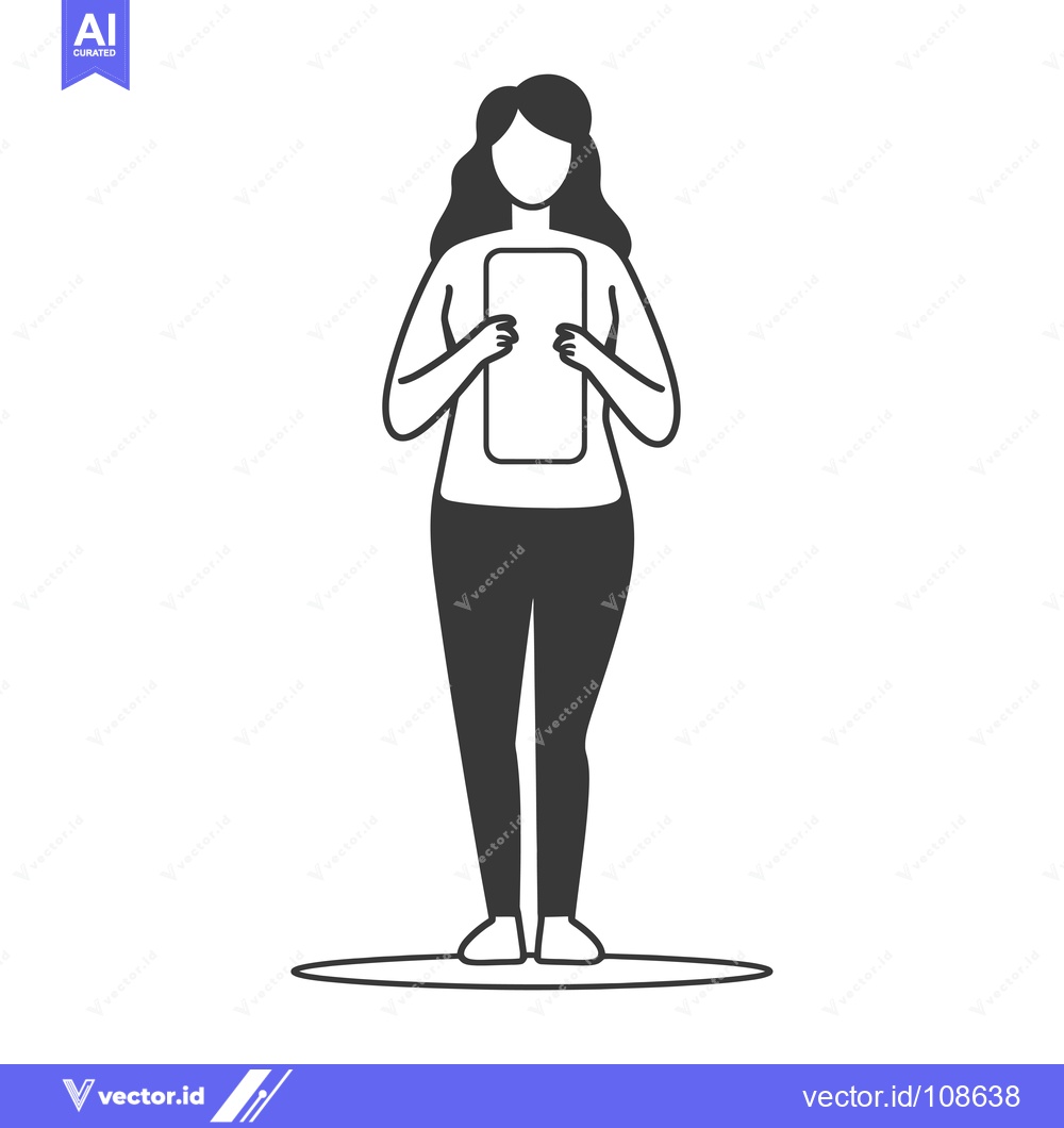 Premium Vector of Woman Holding a Smartphone in Front of Her Body
