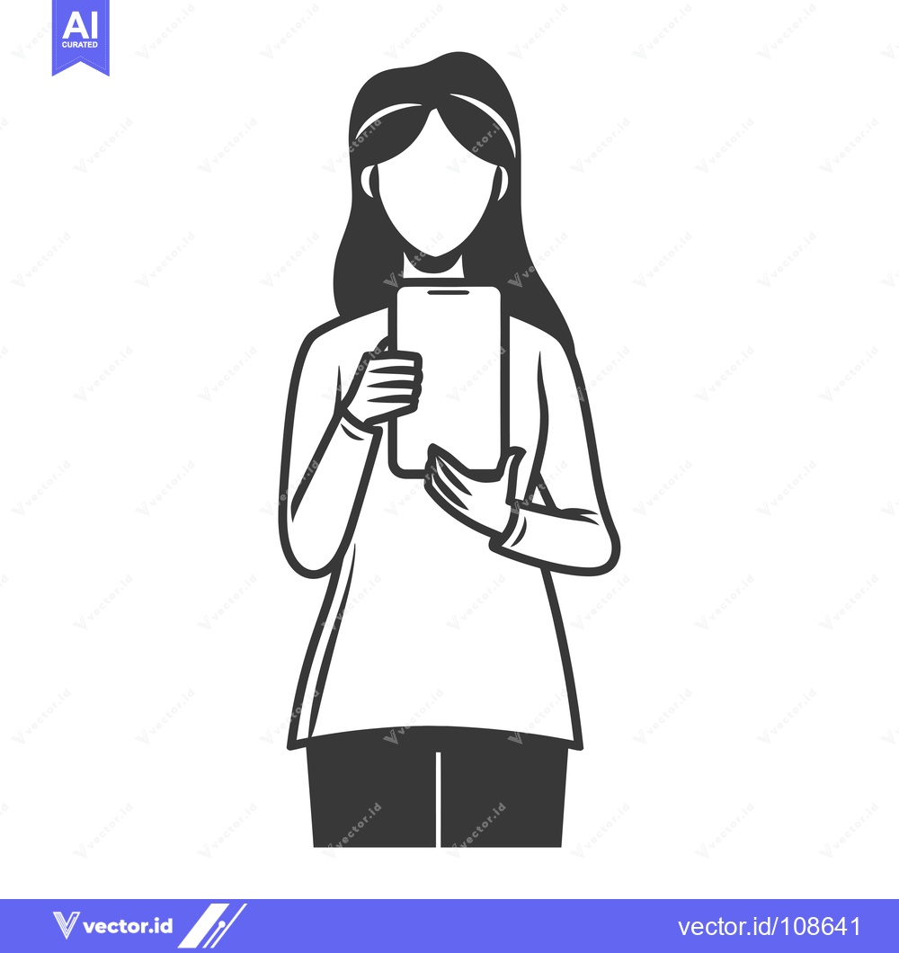 Premium Vector dari Woman Holding a Smartphone with a Faceless Portrait