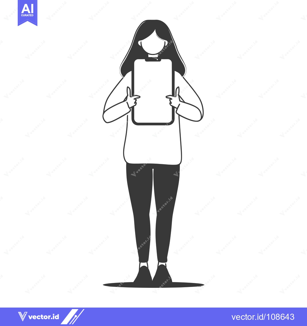 Premium Vector of Woman Holding a Smartphone with Blank Screen