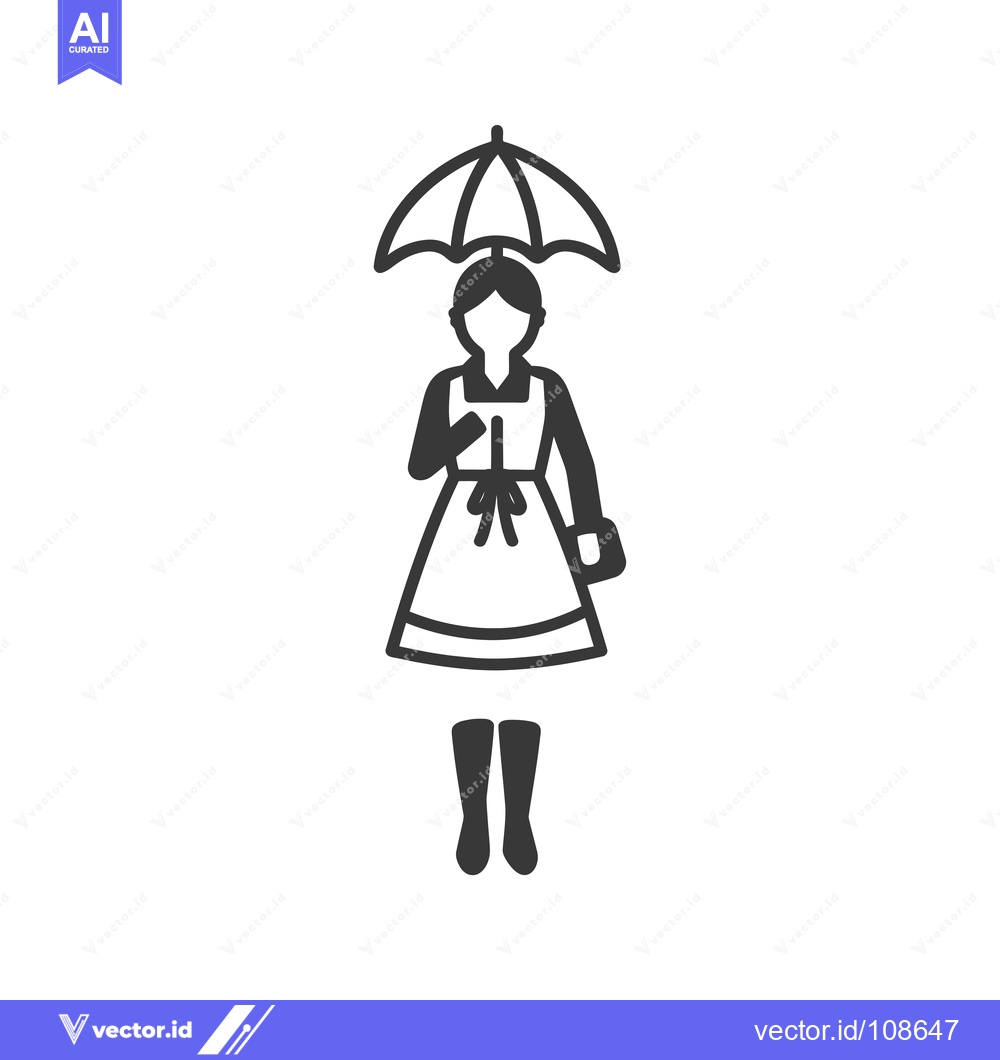 Premium Vector of Woman Holding Umbrella Wearing a Dress and Boots