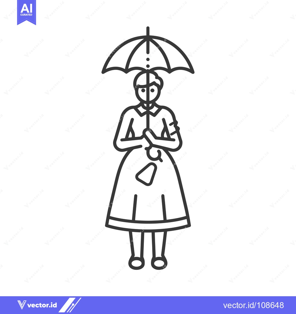 Premium Vector dari Woman Holding Umbrella with Hands Clasped in Prayer