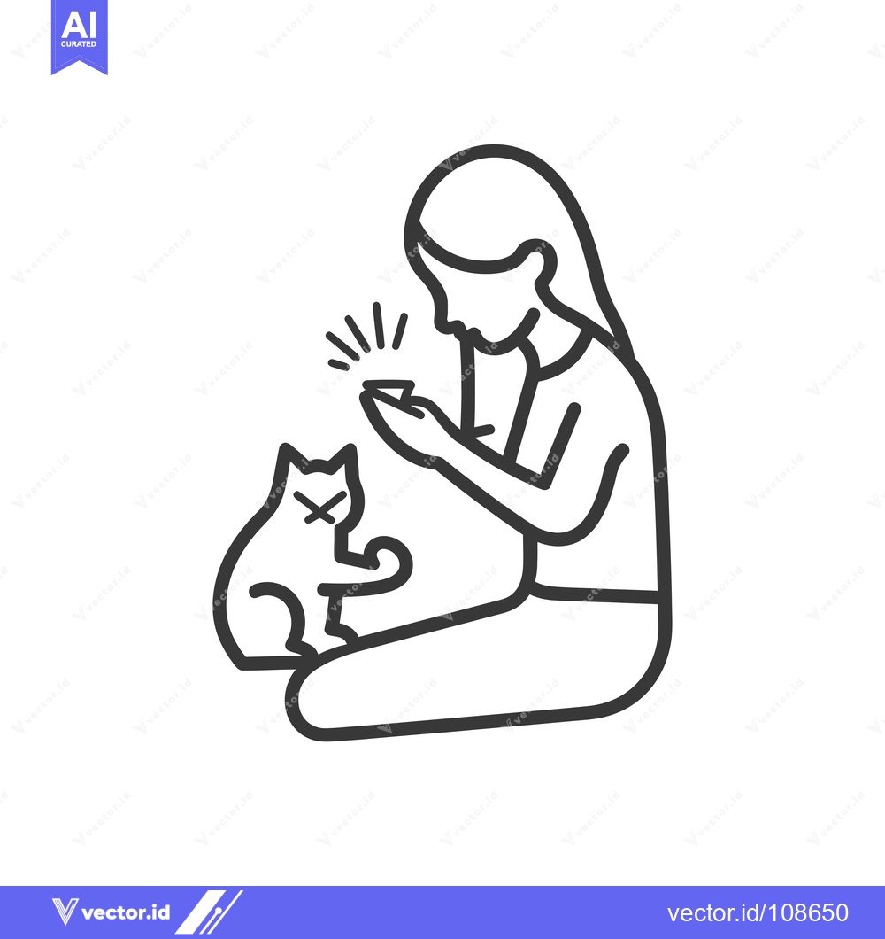 Premium Vector dari Woman Ignoring Cat While Using Phone