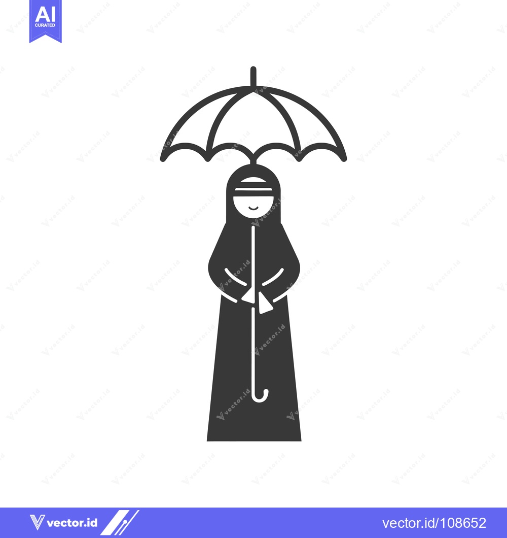 Premium Vector dari Woman in Abaya Holding an Umbrella