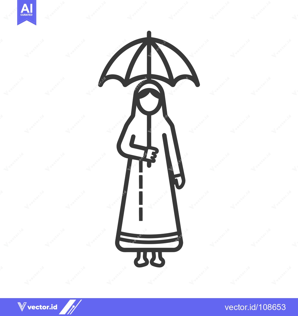 Premium Vector of Woman in Abaya Holding an Umbrella