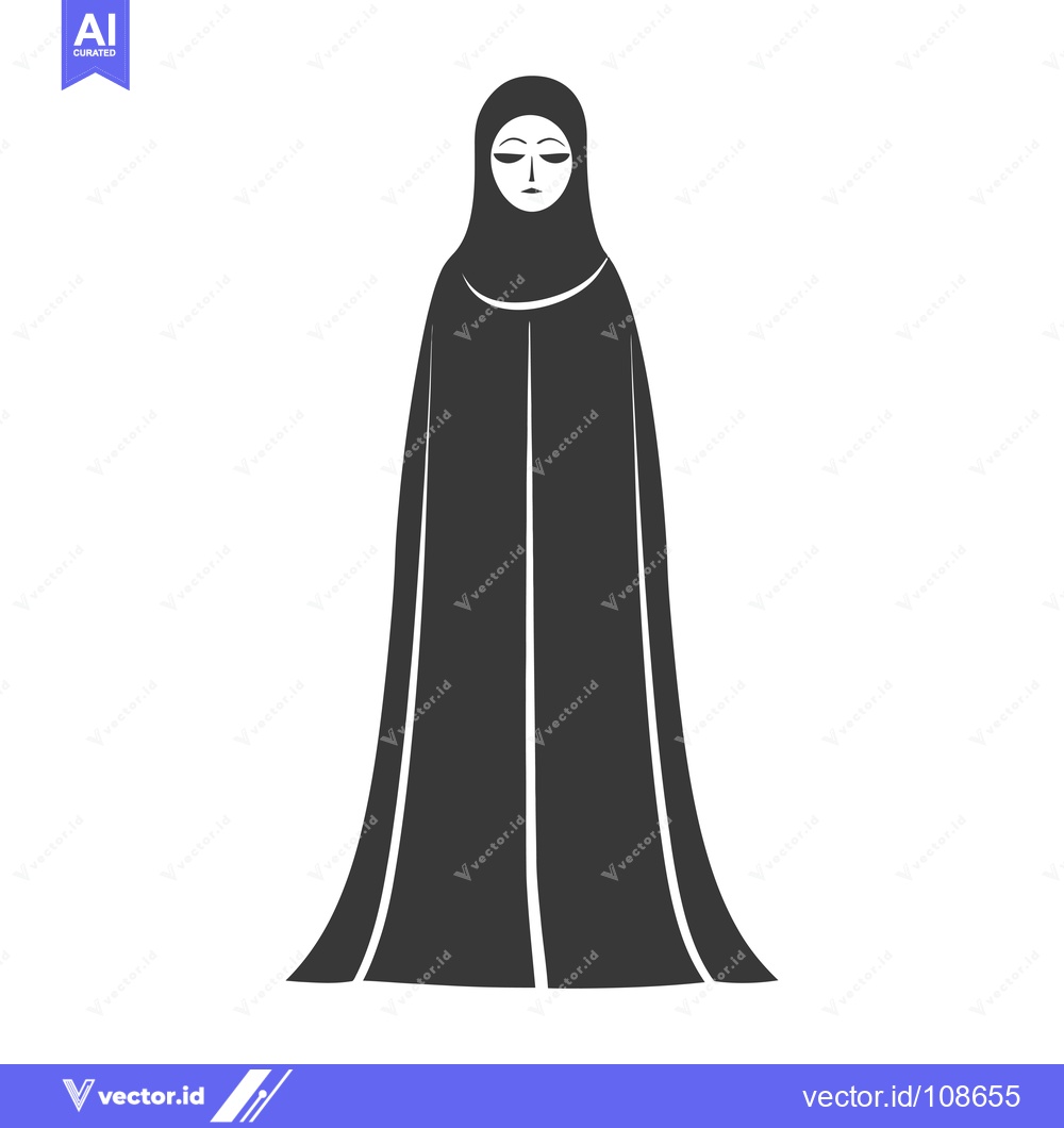 Premium Vector dari Woman in a Black Abaya with a Headscarf