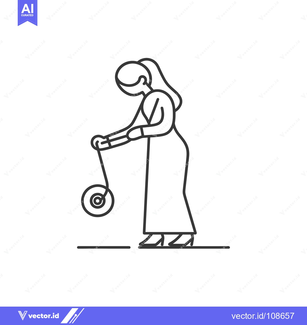 Premium Vector dari Woman in a Dress Holding a Spool of Thread