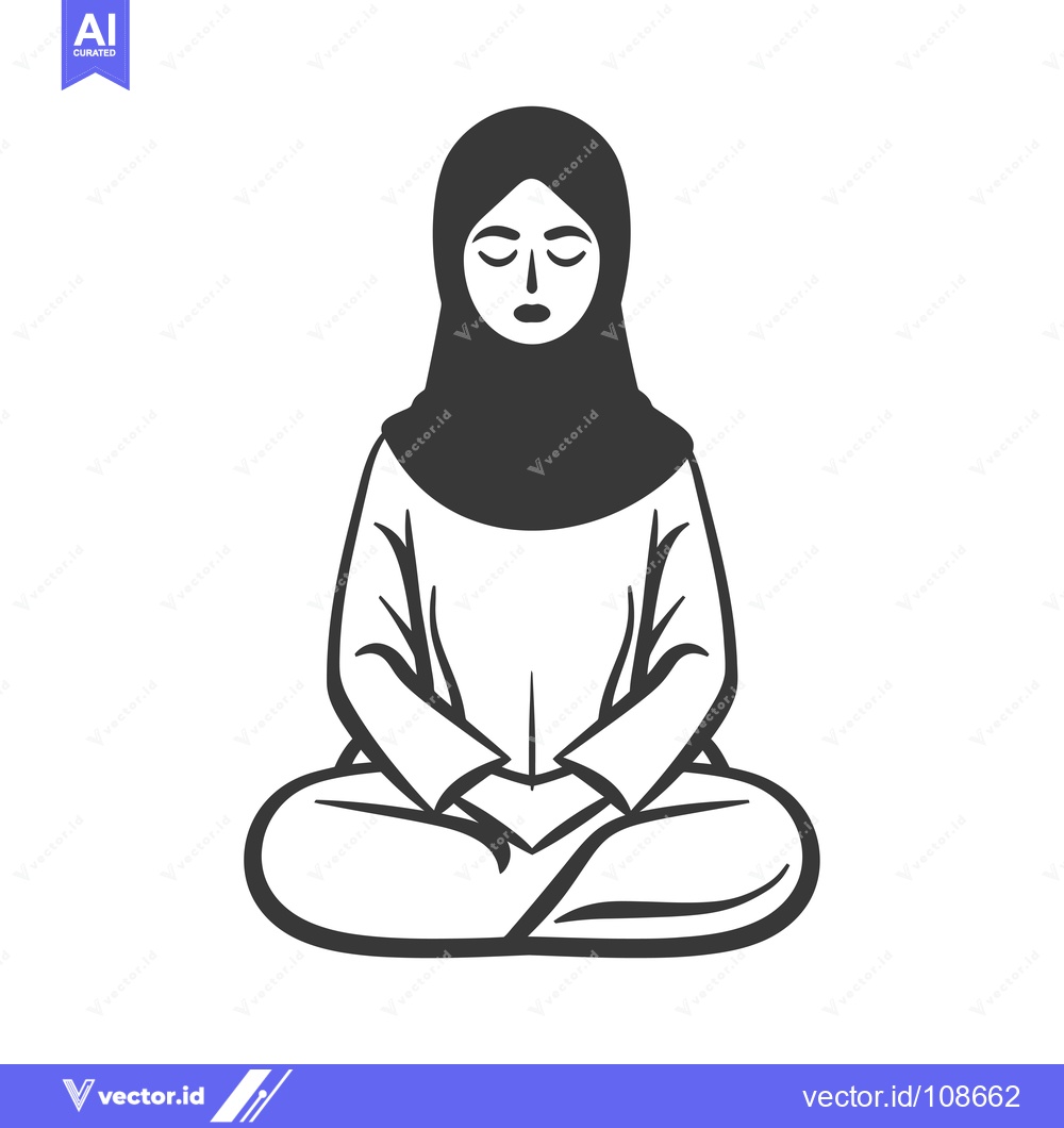 Premium Vector dari Woman in a headscarf sitting in a meditative pose