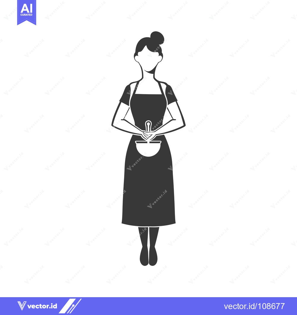 Premium Vector dari Woman in Apron Holding Bowl with Whisk