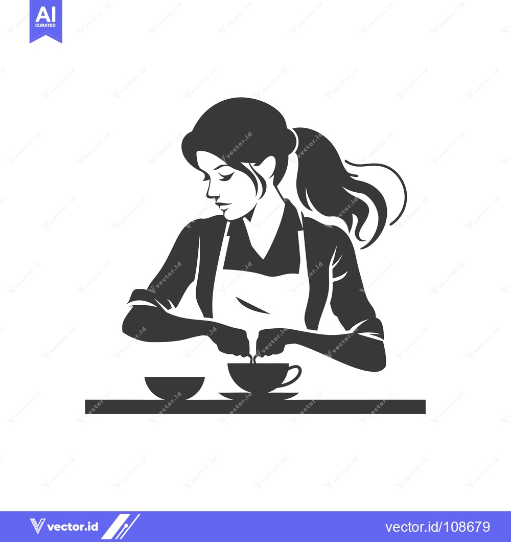 Premium Vector dari Woman in Apron Preparing a Cup of Coffee or Tea
