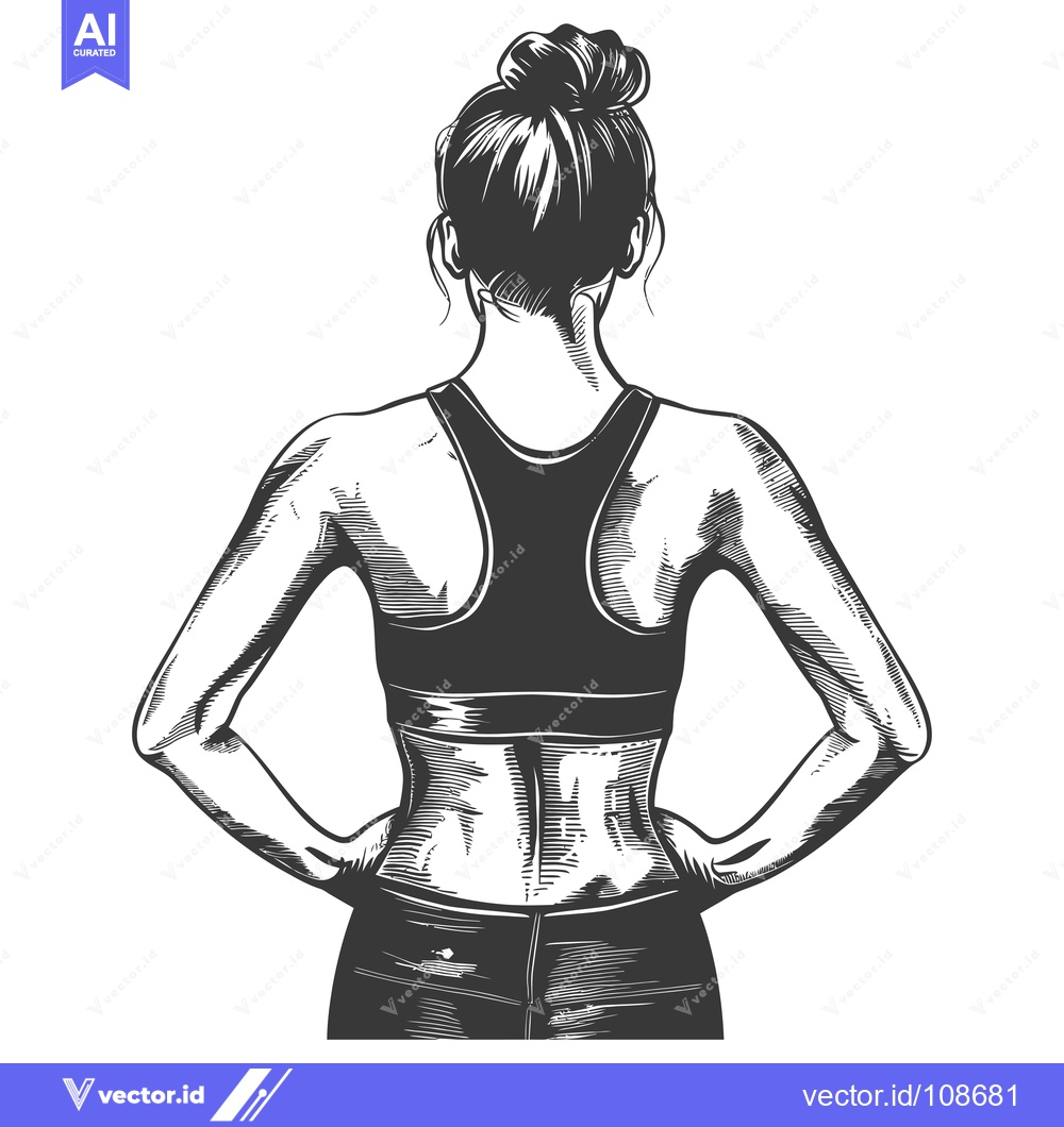 Premium Vector dari Woman in a Sports Bra and Pants from Behind