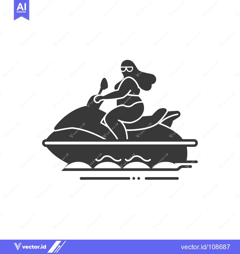 Premium Vector dari Woman in Bikini Riding a Jet Ski on Water