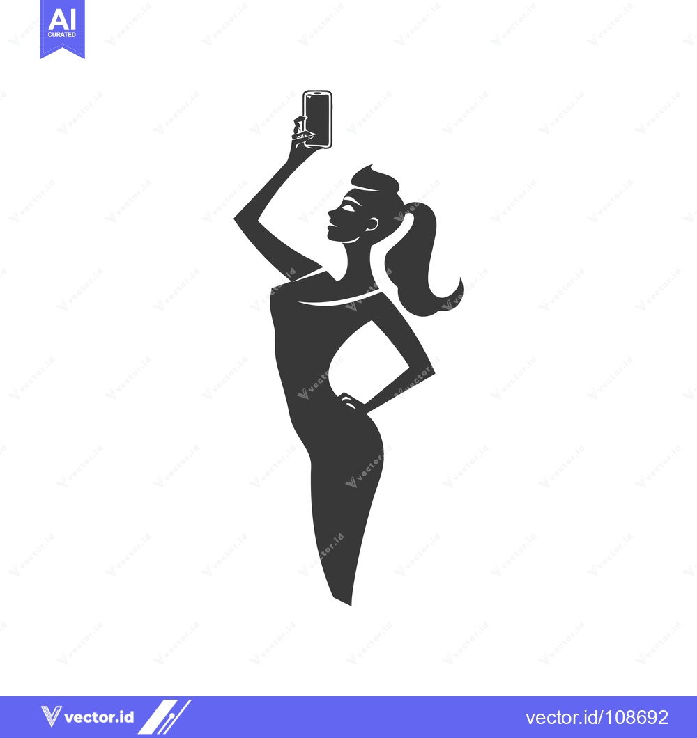 Premium Vector of Woman in dress taking selfie with smartphone
