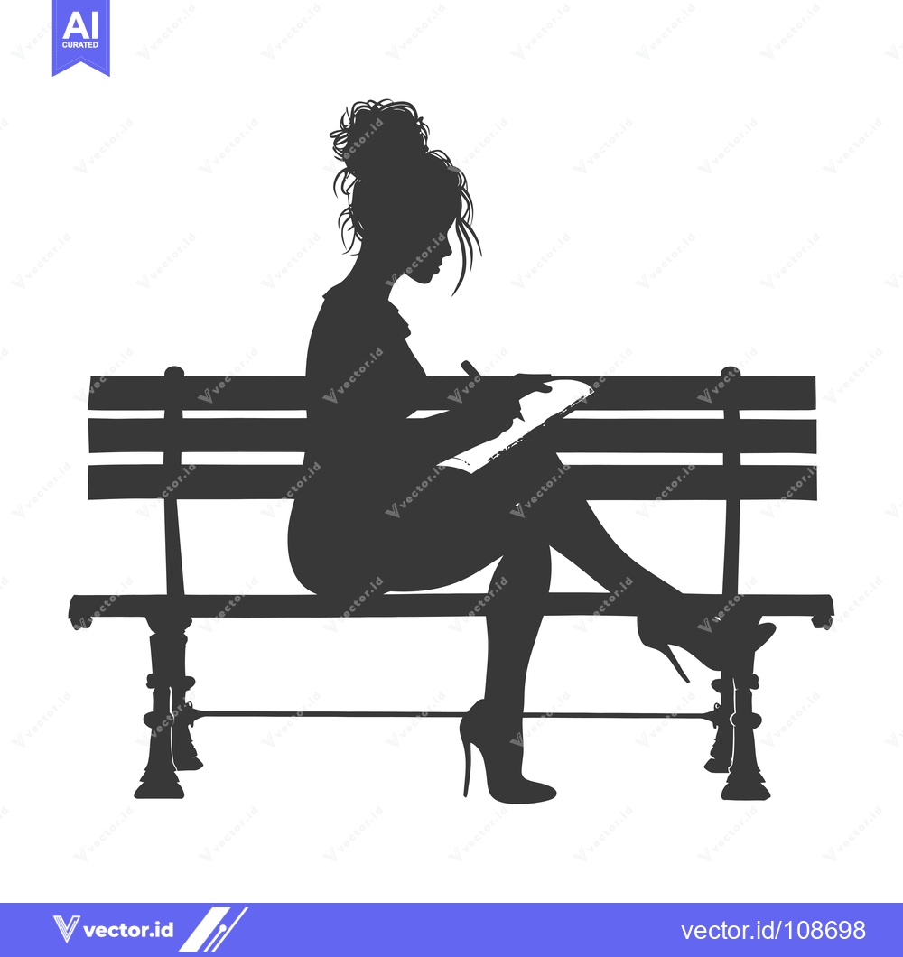Premium Vector of Woman in High Heels Sitting on a Bench Writing