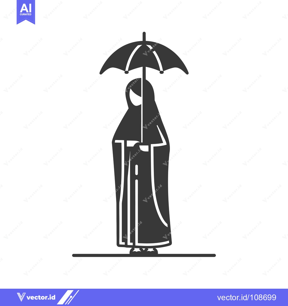 Premium Vector dari Woman in Hijab Holding an Umbrella