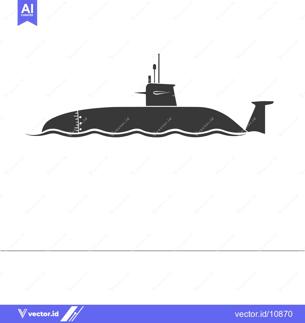 Premium Vector of A Black Silhouette of a Submarine in Water