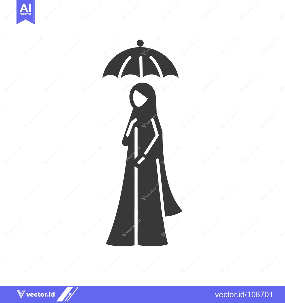 Premium Vector dari Woman in Hijab Holding Umbrella