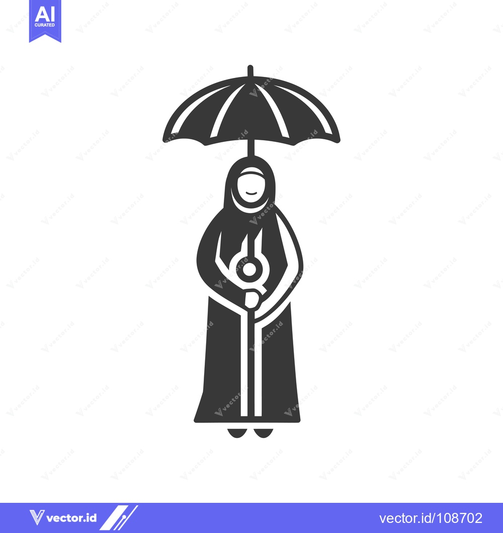 Premium Vector dari Woman in Hijab Holding Umbrella