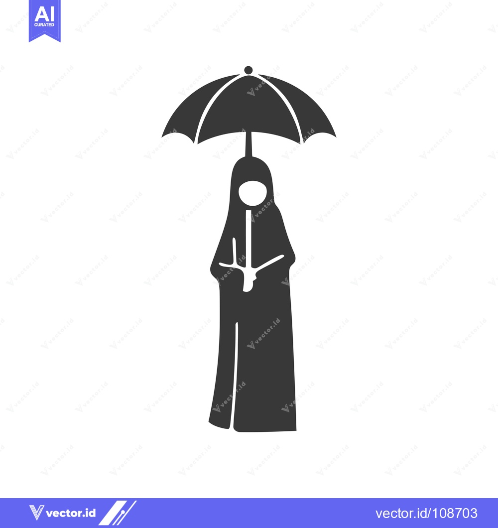 Premium Vector dari Woman in Hijab Holding Umbrella