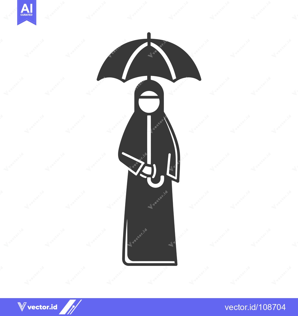 Premium Vector dari Woman in Hijab Holding Umbrella