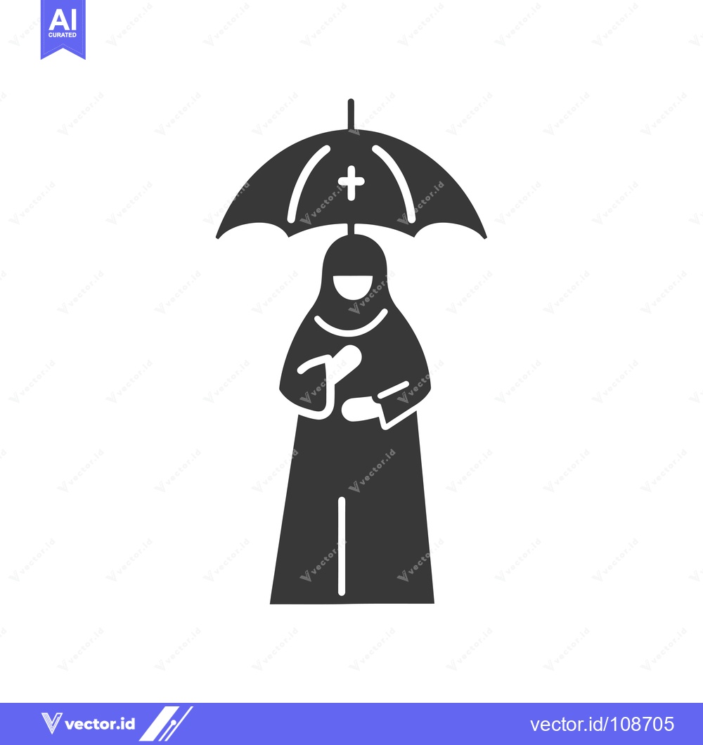 Premium Vector dari Woman in Hijab Holding Umbrella with Cross