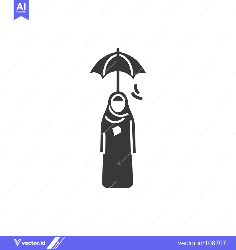 Premium Vector dari Woman in Hijab Standing Under Umbrella