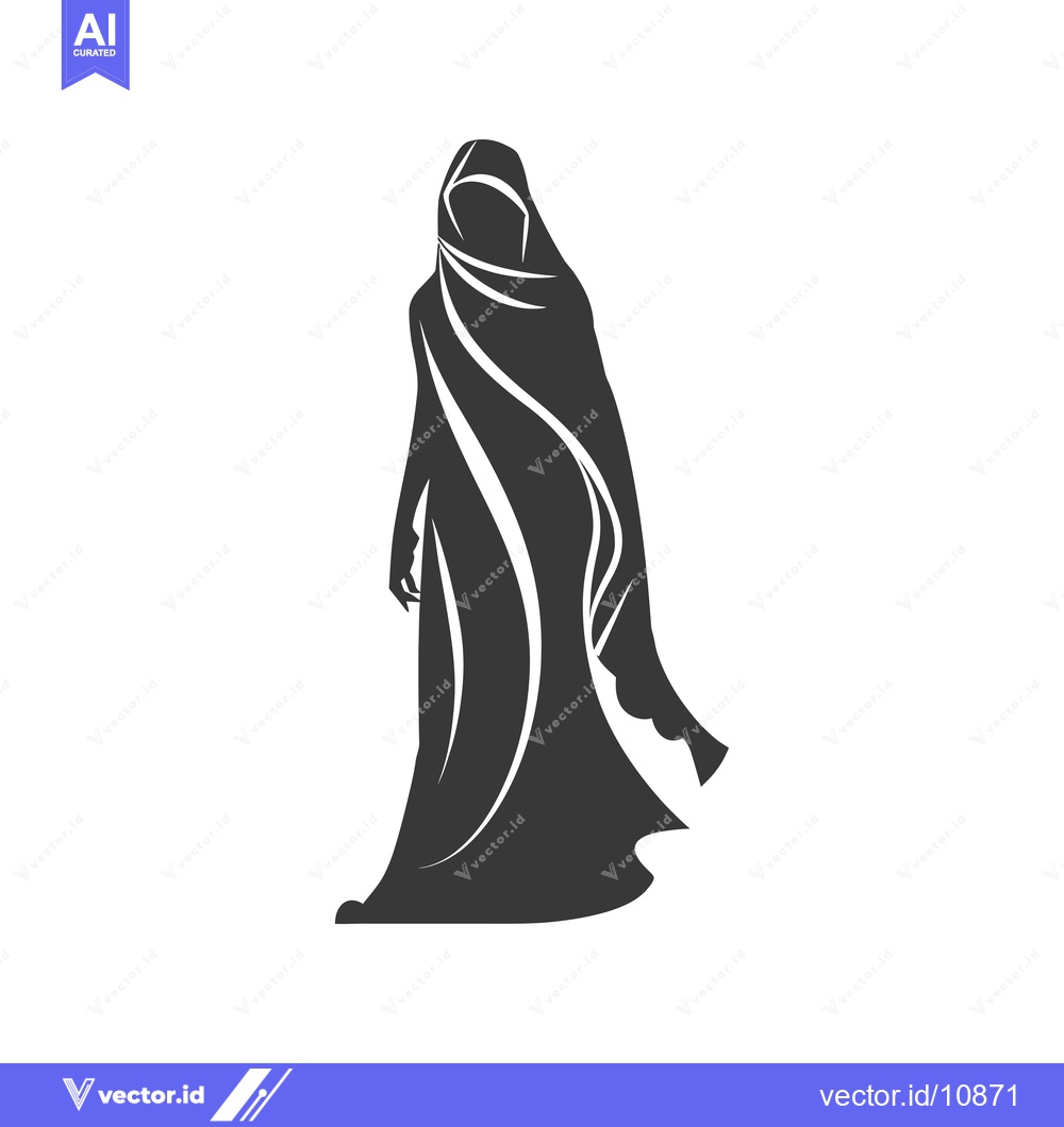 Premium Vector of A Black Silhouette of a Woman in an Abaya
