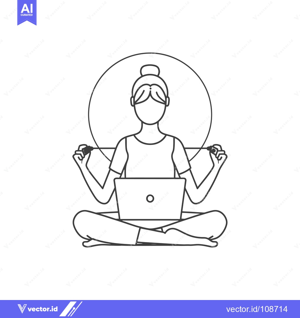 Premium Vector dari Woman in Lotus Position Using Laptop