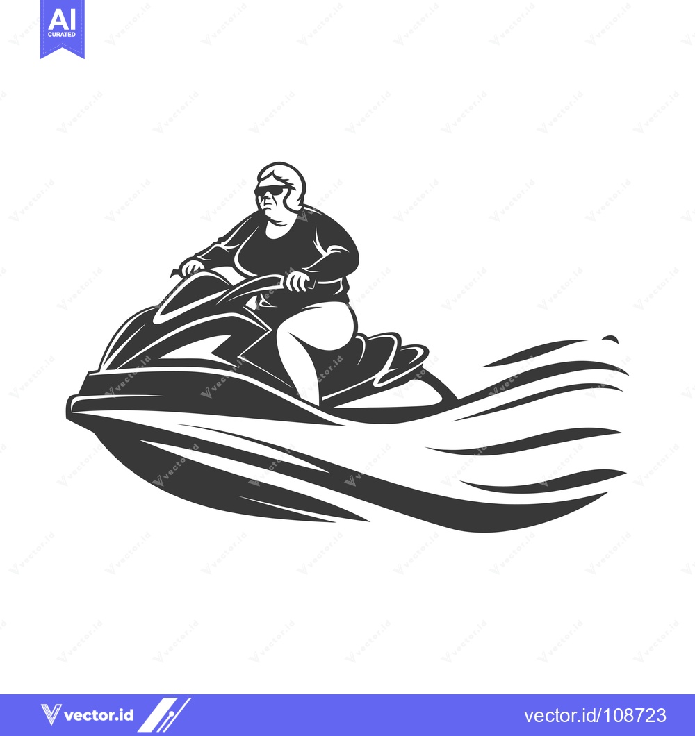 Premium Vector dari Woman in Sunglasses Riding a Jet Ski