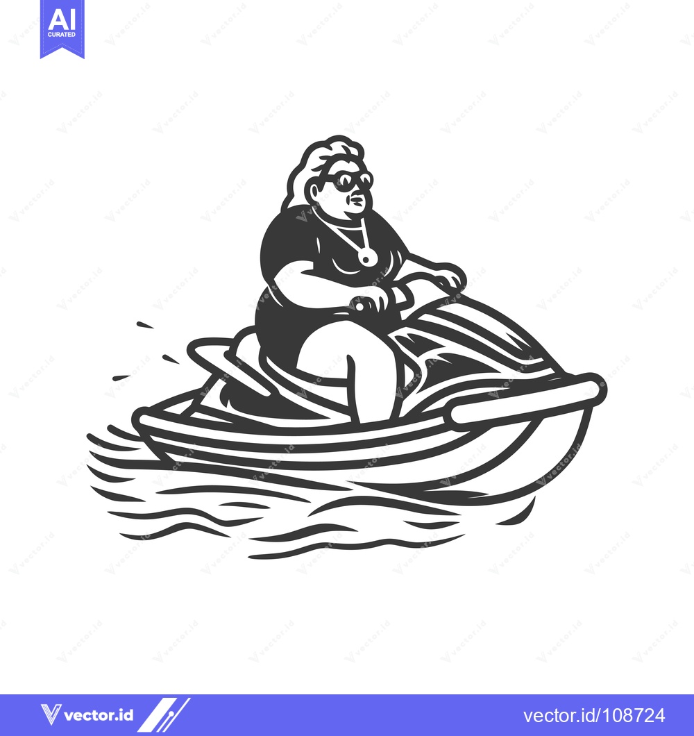Premium Vector of Woman in Sunglasses Riding a Jet Ski on Water