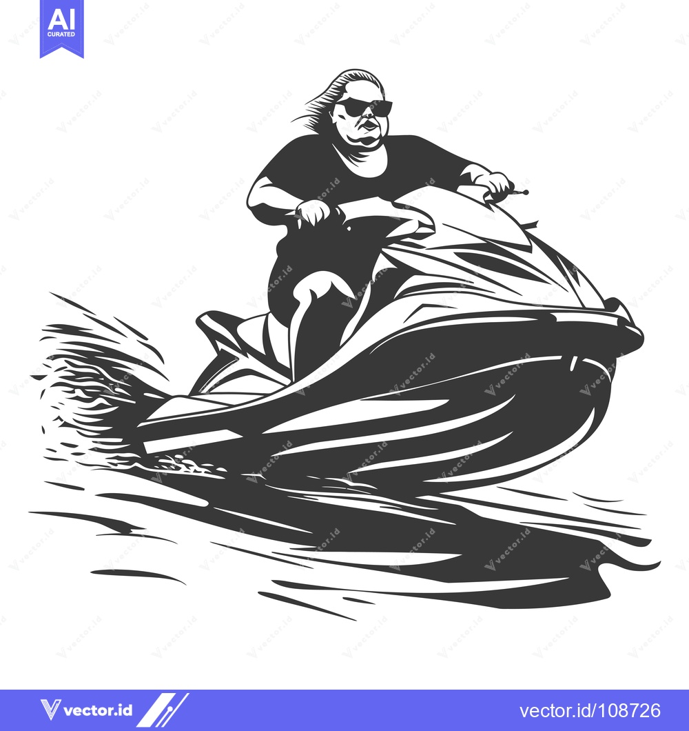 Premium Vector dari Woman in Sunglasses Riding a Jet Ski Through Waves