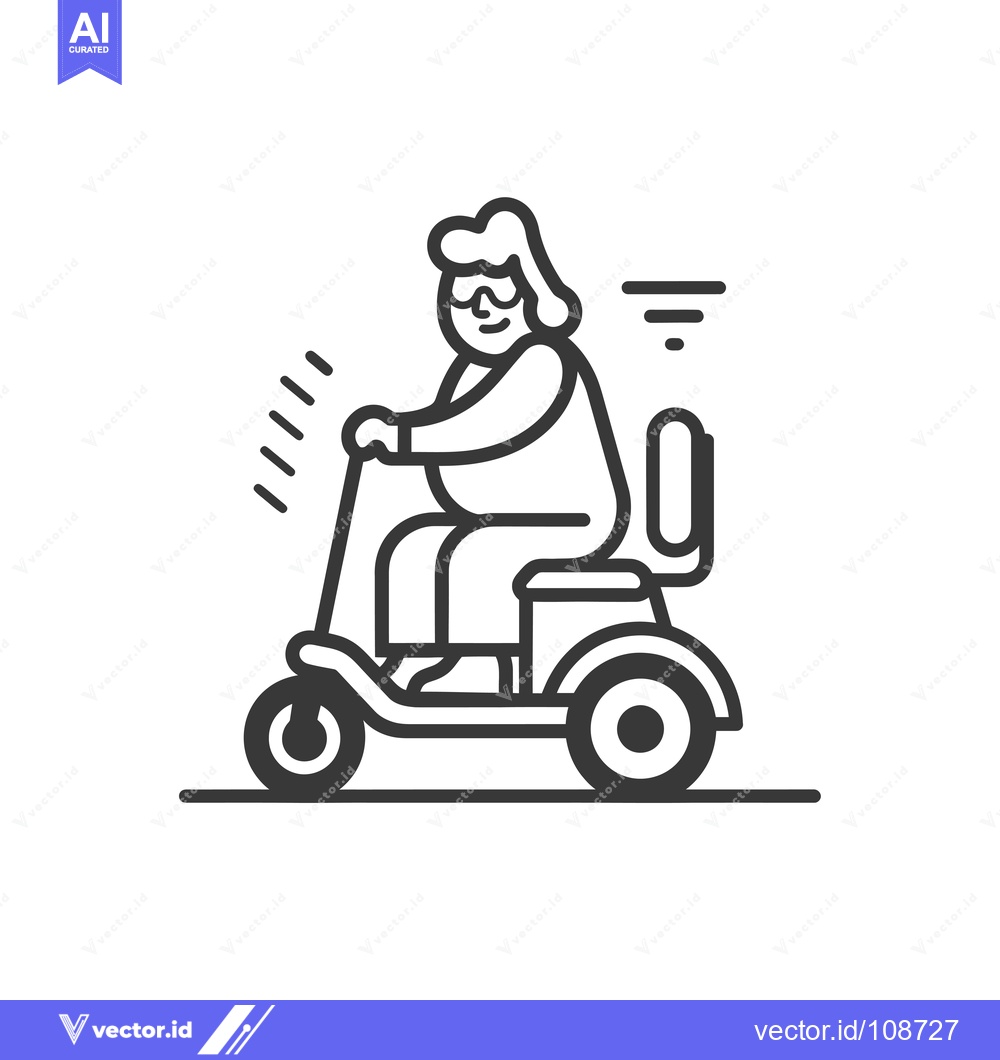 Premium Vector dari Woman in Sunglasses Riding a Mobility Scooter
