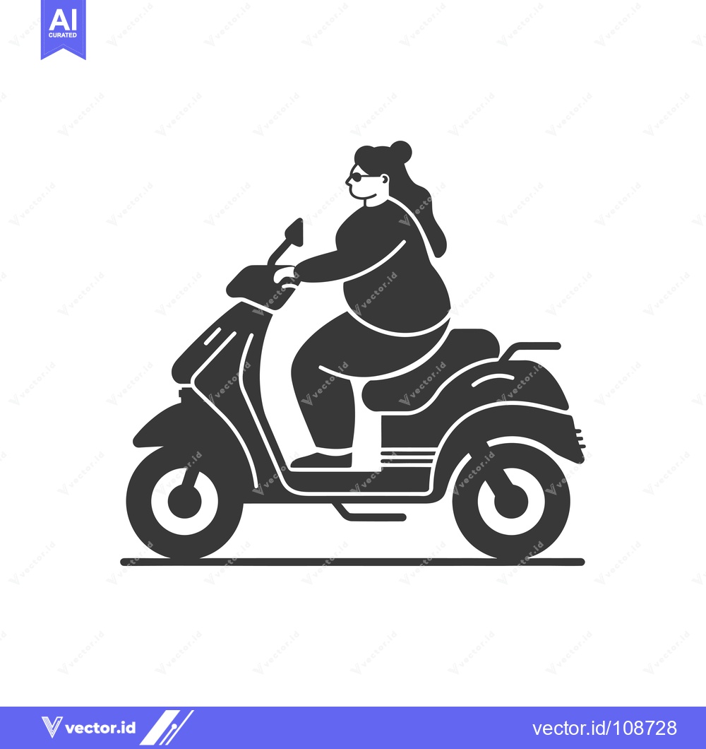 Premium Vector of Woman in Sunglasses Riding a Scooter