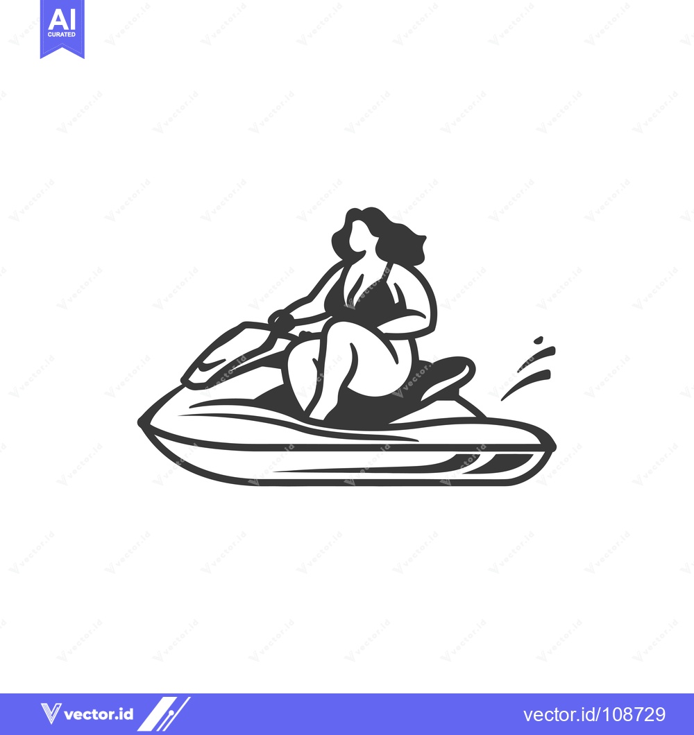 Premium Vector dari Woman in Swimsuit Riding a Jet Ski