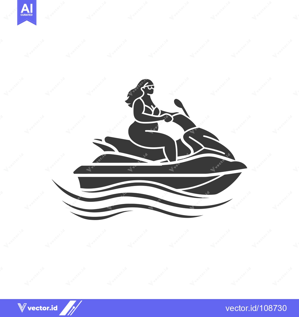 Premium Vector dari Woman in Swimsuit Riding Jet Ski on Water