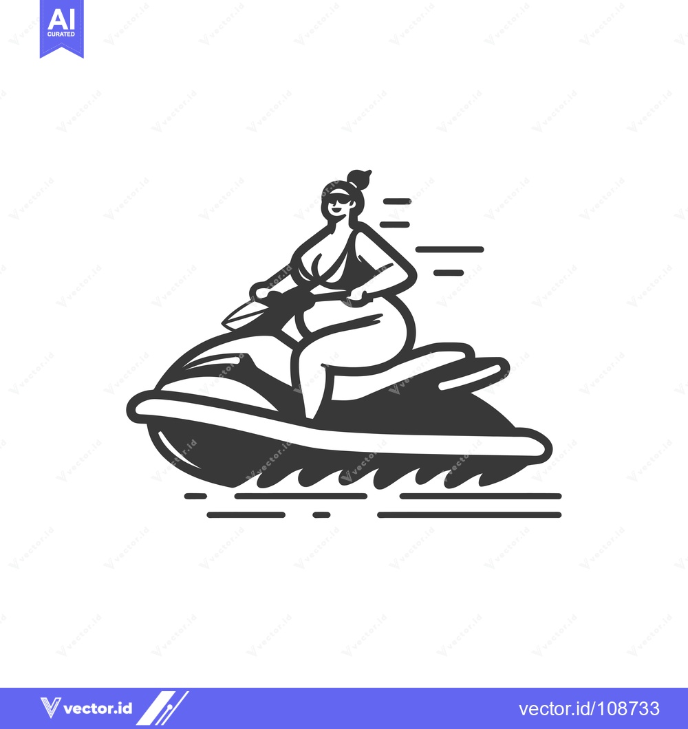 Premium Vector dari Woman in Swimwear Riding a Jet Ski at High Speed