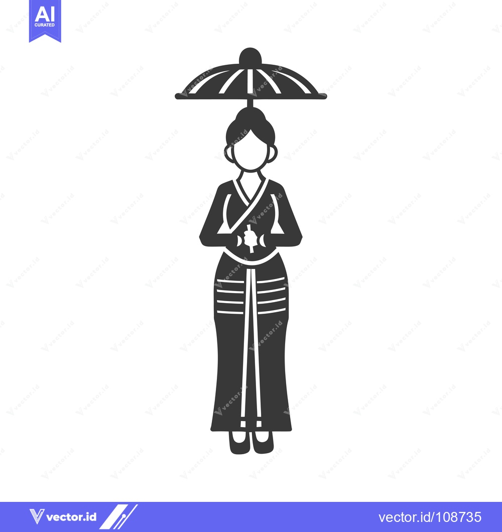 Premium Vector dari Woman in Traditional Asian Clothing with Umbrella