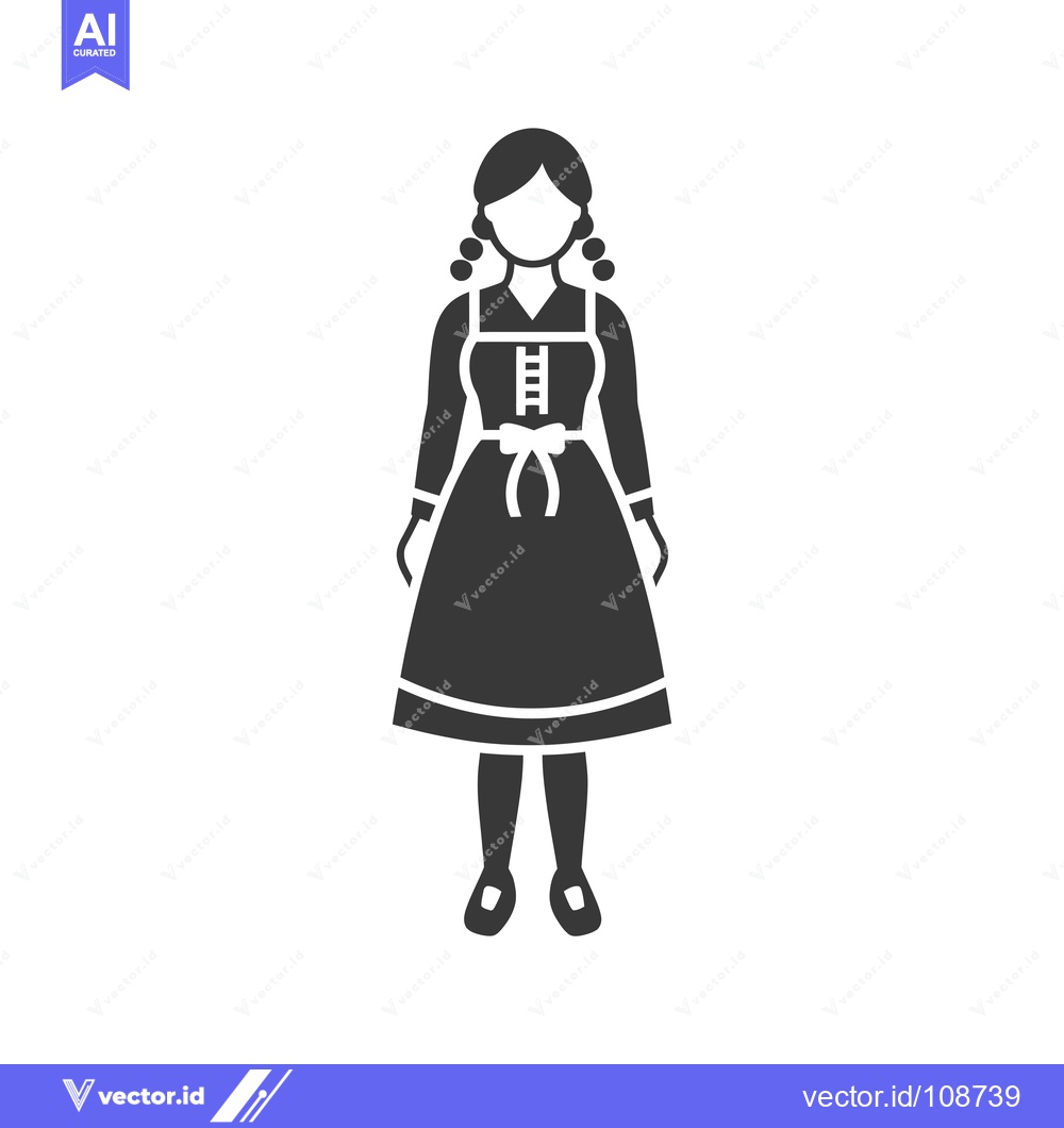Premium Vector dari Woman in Traditional Bavarian Dirndl Dress with Pigtails