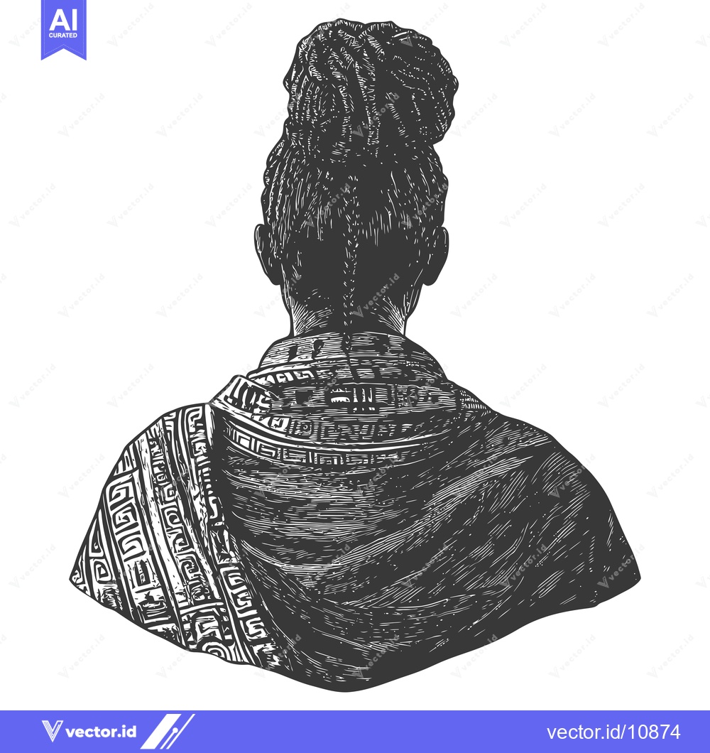 Premium Vector dari A Black Woman With Dreadlocks Viewed From Behind