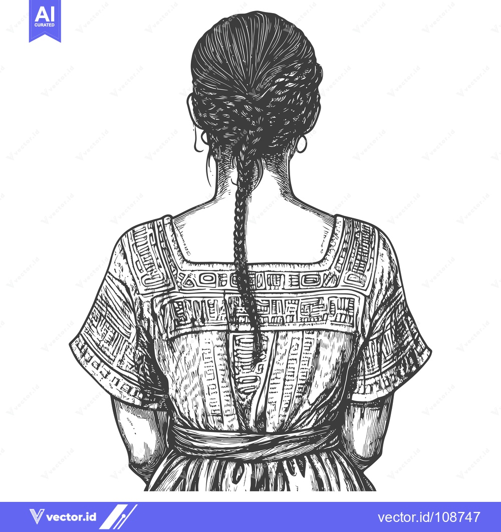 Premium Vector dari Woman in Traditional Clothing with Braided Hair from Behind