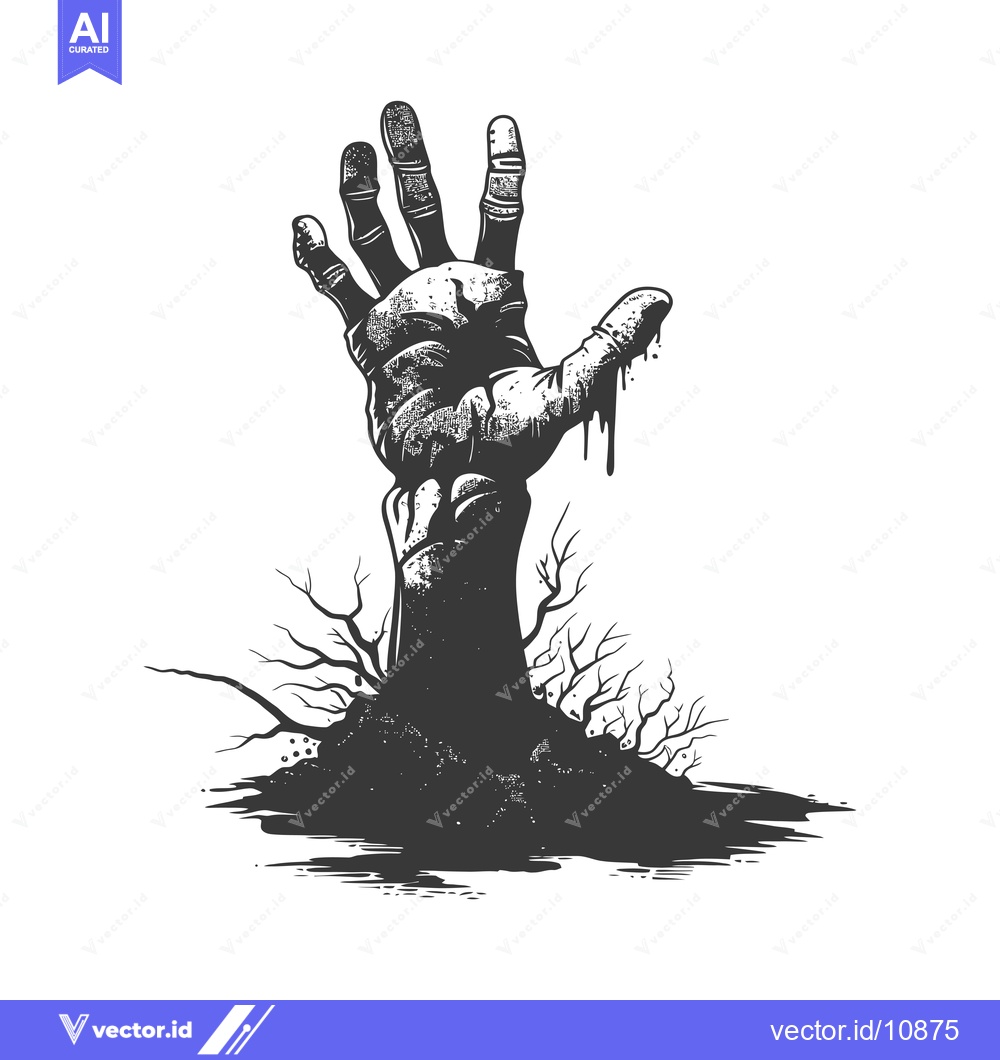 Premium Vector dari A Bloody Hand Reaching From a Grave