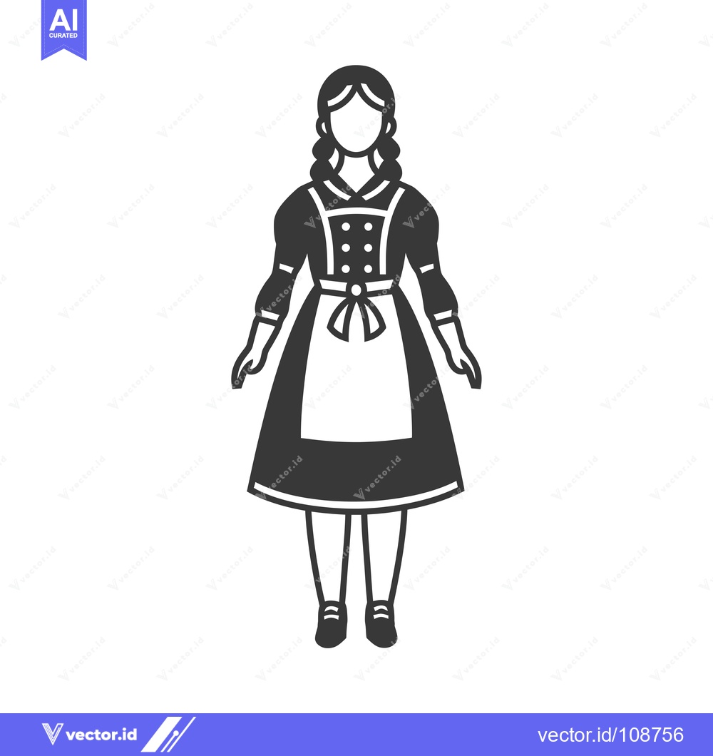 Premium Vector dari Woman in Traditional German Dirndl Dress