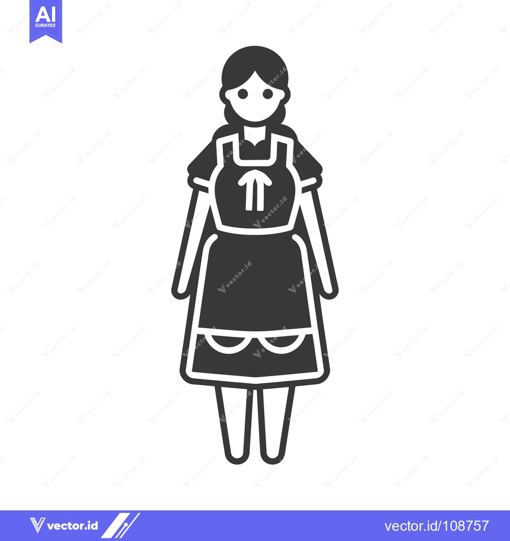 Premium Vector of Woman in Traditional German Dirndl Dress with Apron