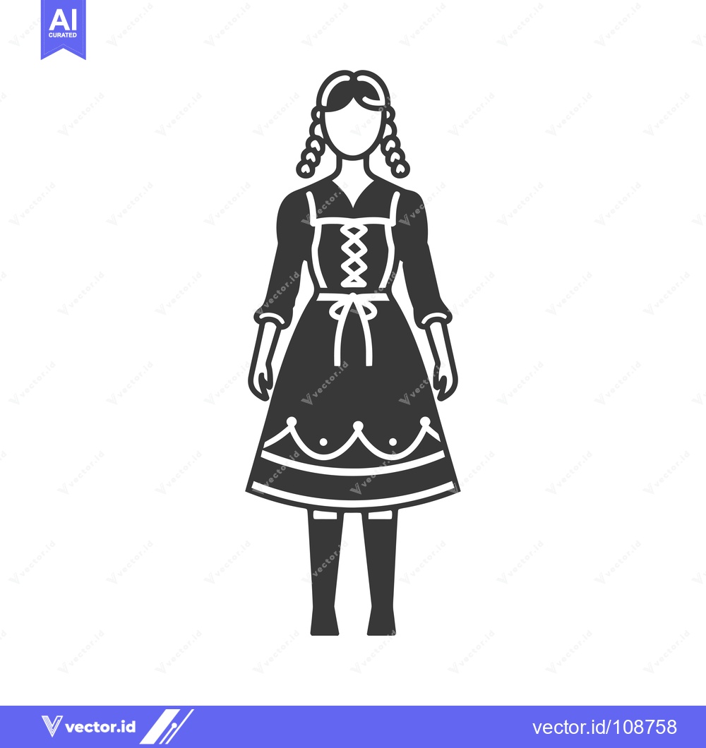 Premium Vector dari Woman in traditional German dirndl dress with braids