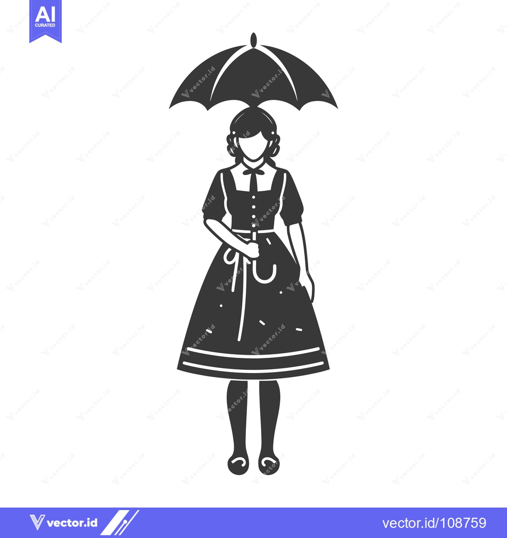Premium Vector dari Woman in Traditional German Dress Holding an Umbrella